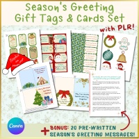 Season's Greeting Cards & Tags Set - PLR Template Pack