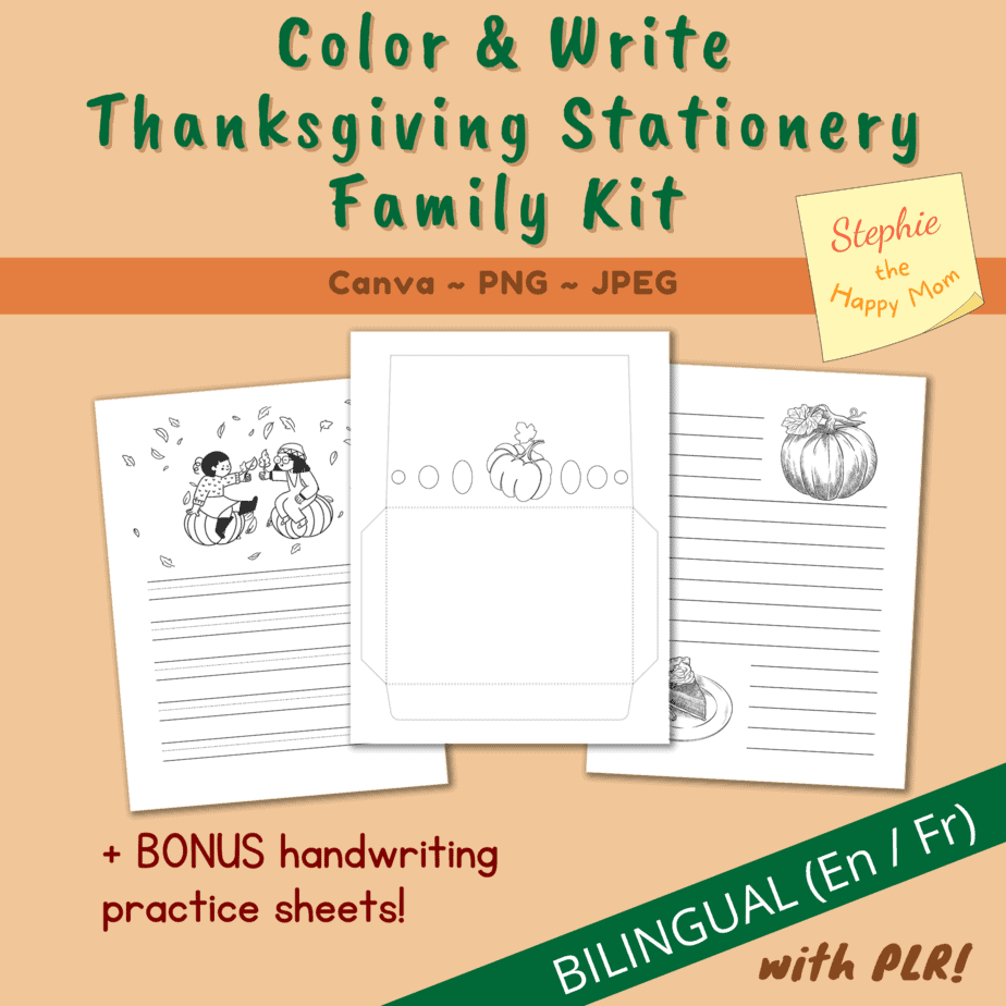 Color & Write Thanksgiving Stationery Family Kit