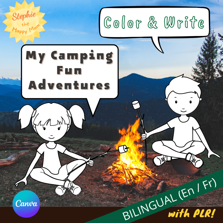 Let your kids create their own camping adventures with this unique coloring book. They can draw, color and write what the characters are saying in the blank speech bubbles. It's a fun way to spark their imagination and storytelling skills. ️